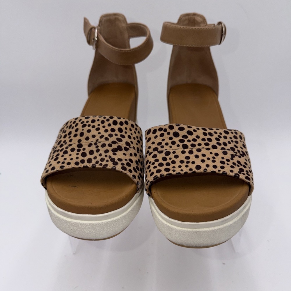 Dr Scholl's Women's Tan Wedge Sandals Show Off Ankle Straps Brown Sz 10 M - Picture 2 of 12